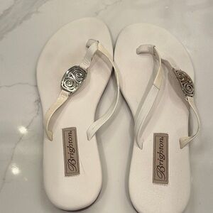 Brighton Women's White Sandals with Silver Detail